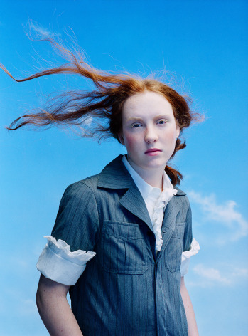Sophie Delaporte, Early Fashion Work, Windblown red hair of young woman, Sous Les Etoiles Gallery