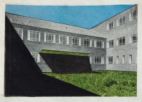 , Julie Boserup, Radiumstation,  Danish Building, collage and pencil Sous Les Etoiles Gallery