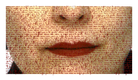 Carolle B&eacute;nitah, heart, red lips, love letters, red ink, written by hand, Sous Les Etoiles Gallery