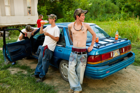 Magdalena Sol&eacute;, Mississippi Delta, Blue Car and Teens, Crowder, 2010, Sous Les Etoiles Gallery