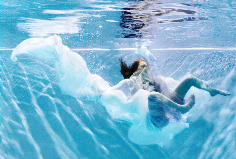 Sophie Delaporte, Early Fashion Work, Woman in dress underwater, water, 2001, Sous Les Etoiles Gallery