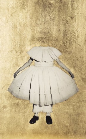 Carolle Benitah, Watteau, girl beheaded, white dress, Golden Foil,  gold, Sous Les Etoiles Gallery