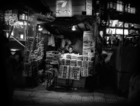 James Whitlow Delano, Mangaland, Newsstand at night, Shinjuko, Tokyo, Japan, 2002, Sous Les Etoiles Gallery