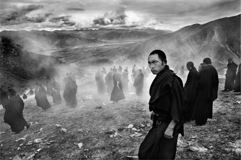 Laurent Zylberman, A Journey in Tibet, Monks after a ceremony at the end of their spiritual retreat, 2008, Sous Les Etoiles Gallery
