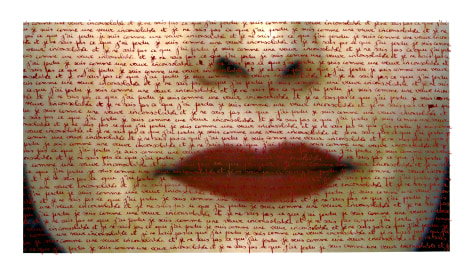 Carolle B&eacute;nitah, red lips, love letters, red ink, written by hand, Sous Les Etoiles Gallery