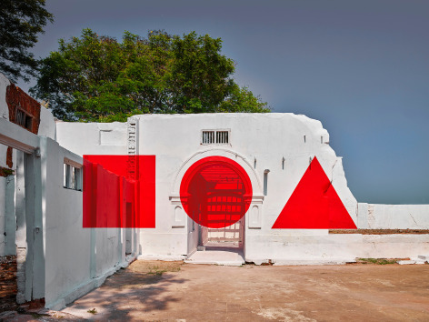 Georges Rousse, anamorphose, architecture, color,Kochi, India, Red, France, Sous Les Etoiles Gallery