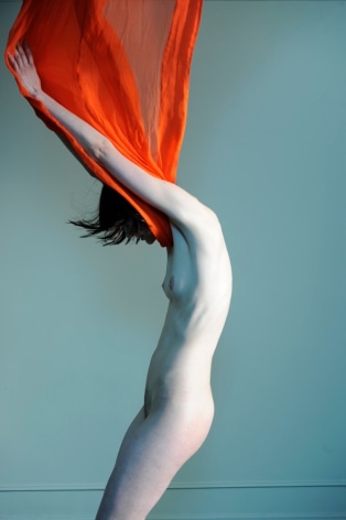 Masha, nude, woman,  orange,  scarf, Sous Les Etoiles Gallery