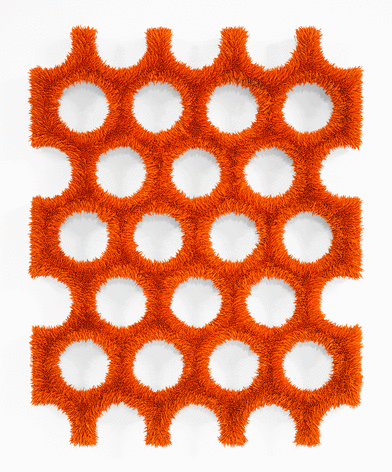 ALT="Donald Moffett, Lot 052412 (honeycomb), 2012, Oil On Linen With Wood Panel Support"