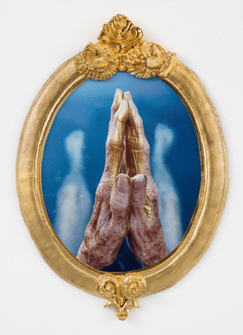 ALT="Janine Antoni, My Waters Rest, 2019, Mixed media gilded with 24 karat gold leaf"