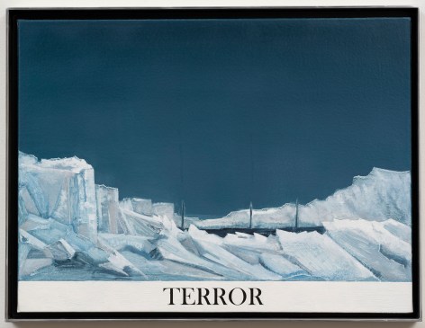 Rob Reynolds  Northwest Passage (HMS Terror), 2017  Oil, alkyd and acrylic polymer paint on canvas in welded aluminum artist's frame  Framed Dimensions:  12 3/4 x 16 3/4 inches