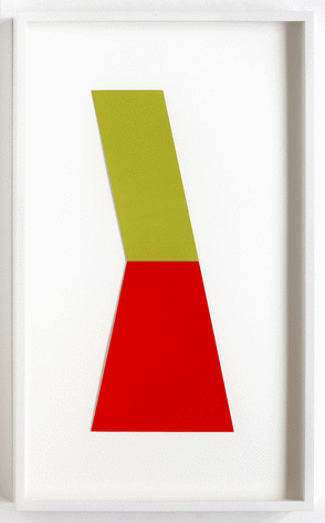 ALT=&quot;Kate Shepherd, Chunk Logo (dirty yellow, light red), 2012, Cut and taped paper screenprints&quot;