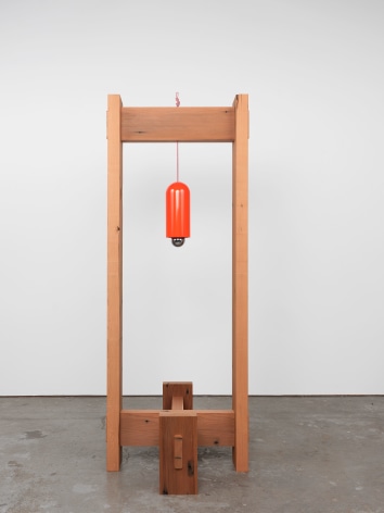 Jesse Schlesinger Untitled, 2023 Redwood (salvaged), cord, poplar, conversion varnish, chrome-plated steel, and glazed ceramic 78 x 30 x 30 inches 198.1 x 76.2 x 76.2 cm