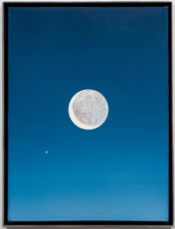 Rob Reynolds  Moon and Jupiter, 2018  Oil, alkyd and acrylic polymer paint on canvas in welded aluminum artist's frame  Framed Dimensions:  16 3/4 x 12 3/4 inches