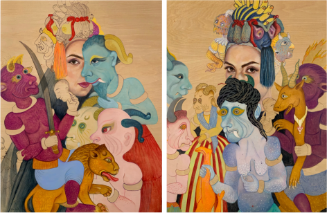 Party (diptych), 2019, Oil on wood panel