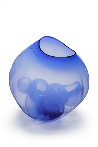 Dale Chihuly , Cadet Blue Basket Set with Black Lip Wraps