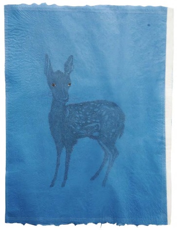 Guest, 2019, Ink on handmade indigo gampi paper