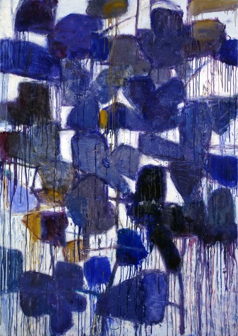 Blue Rain Fig Night,&nbsp;2025, Oil, enamel and tar on canvas