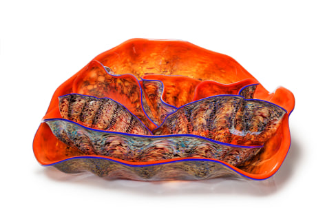 Dale Chihuly , Brazil Red Pheasant Macchia Set with Ultramarine Lip Wraps