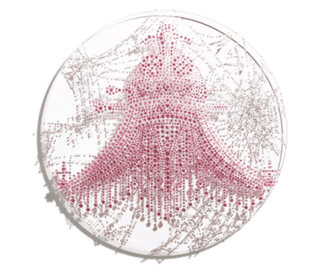 The Secret Sublime_GB, 2022 Crystals, beads, pins on plexiglass 75 x 75 cm