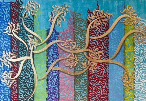 Amir Tehrani Springs, 2021, Rustic Effect Using Acrylic Paint