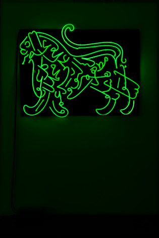 Oxymoron, 2010&nbsp;(Detail), Green neon diptych&nbsp;