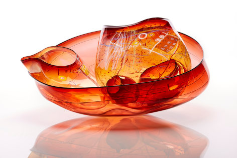 Dale Chihuly , Garnet Flame Basket Set