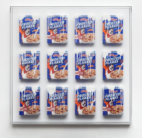 They're Gr-r-reat, 2014, Cereal boxes, acrylic, crushed glass, wood