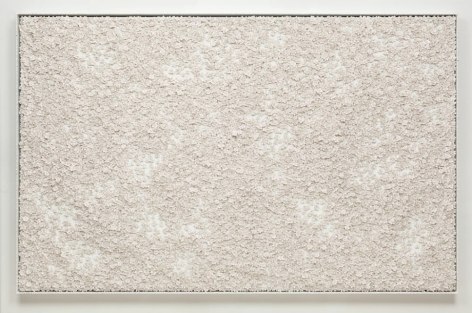 White Narcissus Panel I, 2014, Linen, acrylic, porcelain, nylon and waxed cotton in artist's frame