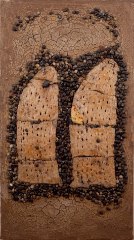 Sangak, 1967, Persian bread, stones and resin on earth, compound on burlap