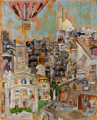 The Modern Metropolis, 2022, Mixed media and collage on canvas