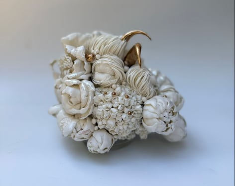 Blossom Cloud 1, 2025, Porcelain, Handbuilt, 22k Gold Detailed