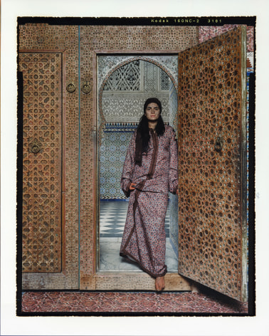 Lalla Essaydi Harem #4B, 2009 Chromogenic print mounted to aluminum with a UV protective laminate 291.1 x 180.3 cm From an edition of 5 &copy; Lalla Essaydi.&nbsp;Courtesy of the artist and Edwynn Houk Gallery, New York and Zurich