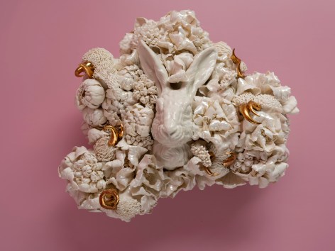 Where Beauty Decides to Appear, 2025, Porcelain, Handbuilt, 22k Gold Luster