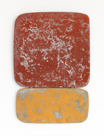 Some kinds red over some kinda yellow, 2019, Steel canvas, patina, matte clear finish