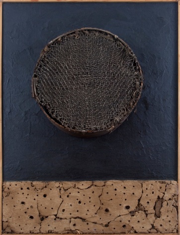 Eclipse, 1988, Found construction object on acrylic mixed media compound on board