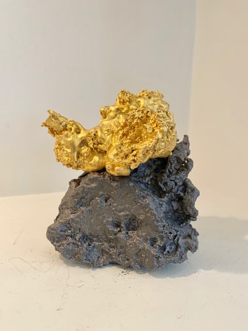 Untitled 2, 2020, bronze with 24kt gold electro-plate, cast iron, 6 ⅜&rdquo; x 4&rdquo; x 4&rdquo;, $12,000
