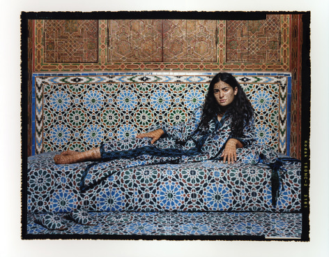 Lalla Essaydi Harem #2, 2009 Chromogenic print mounted to aluminum with a UV protective laminate 180.4 x 223.5 cm From an edition of 5 &copy; Lalla Essaydi.&nbsp;Courtesy of the artist Leila Heller Gallery and Edwynn Houk Gallery, New York and Zurich