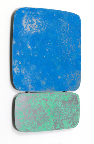 Some Kinda Blue Over Some KInda green, 2019, Steel canvas, patina, matte clear finish