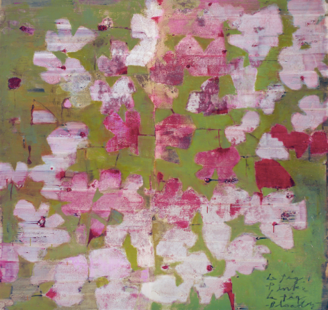 Le Fig Pink, Le Fig&nbsp;Green,&nbsp;Oil and tar on canvas,&nbsp;168 x 178 cm.