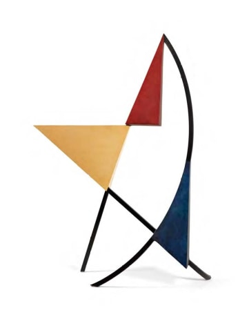 The Triangles with an Arc &amp;amp; Two Chords II, 2019, Bronze, with red and blue patina