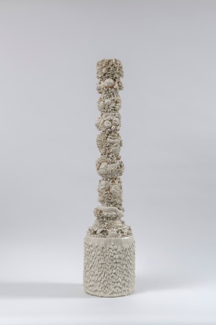 Habitat Tower 2, 2020, Porcelain, 18k Gold Decorated, Wood, Expoxy Clay, 127 x 28 cm / 50 x 11 in.