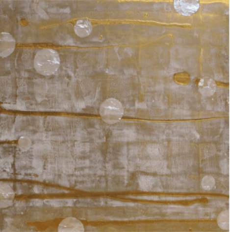 Untitled Yellow Gold and Pearl (Chanel), 2011, Gold leaf, mother of pearl inlay, resin, pigment, on wood panel