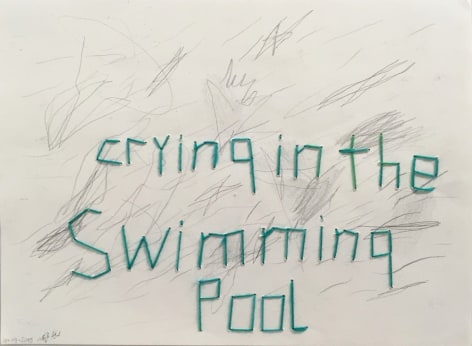 Crying in the Swimming Pool, 2015, Embroidery on paper