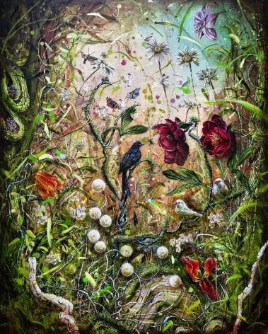 &ldquo;there is more to the story... , &ldquo; 2021, Oil on marble plastered jute on panel