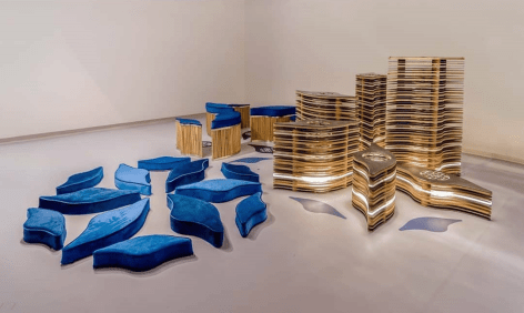 Azza Al Qubaisi, Identity 2019, Group A: Identity Section, 2019 Stainless steel, Mdf, Blue materials
