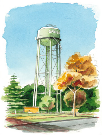 Greenport's first water tower was built to fill  steam engines.