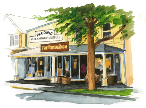 Peconic Lane's old store front tasting room offers  wines from the North Fork's smallest wineries.