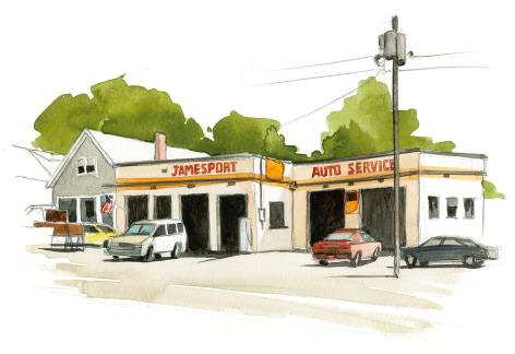 An old style service station in Jamesport.