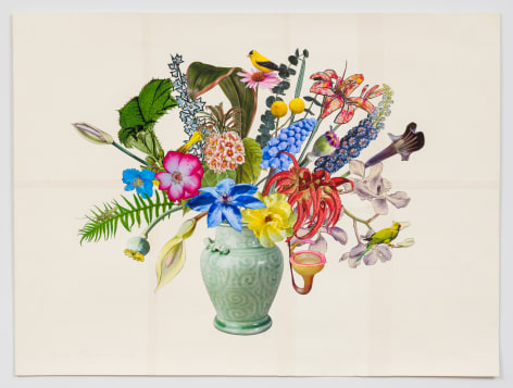 Jane Hammond Hong Kong Vase with Prickly Umbrella, Tongue Orchid and Grape Hyacinth, 2022
