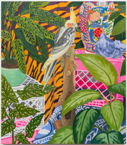 Anna Valdez Cockatiel with Houseplants, 2024